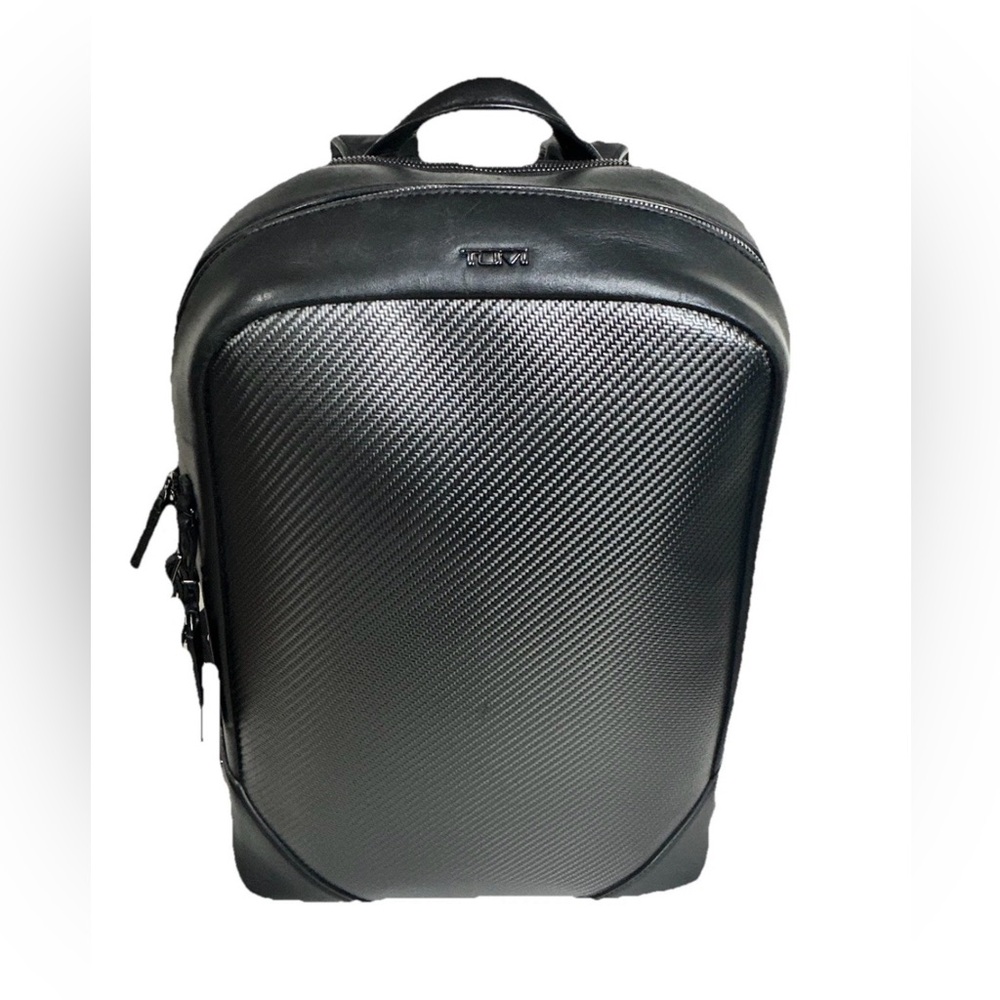TUMI CFX Southington Carbon Fiber Backpack Black Leather Trim Luxury Rare - Picture 2 of 16